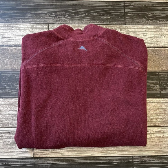 Tommy Bahama Men’s Reversible Maroon Navy 1/4 Zip Pullover Sweater Size Large - Picture 5 of 12